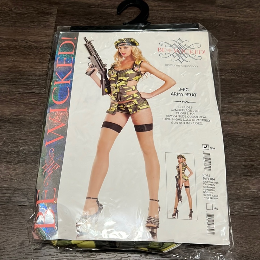 Halloween Costume Be Wicked 3-pc Army Brat camo costume cosplay